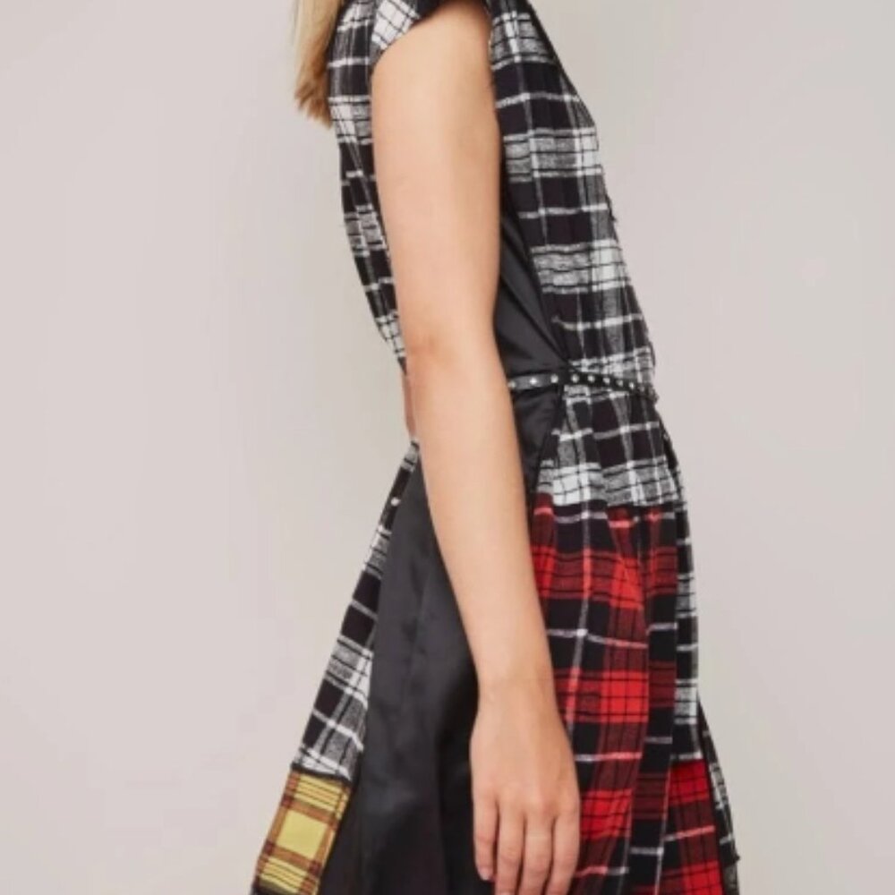 Marc Jacobs Lace-trimmed Plaid Silk-chiffon Mini Dress in White/Multi XS $839 - Picture 4 of 7